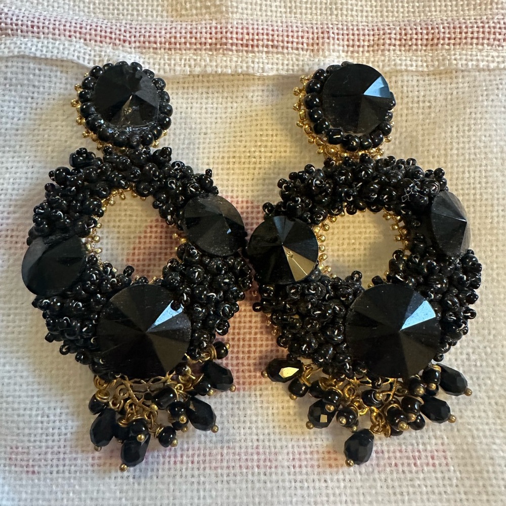 Elegant Black Beaded Earrings